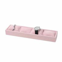 4 Slots Velvet Jewelry Organizer Bracelet Watch Display with Soft Pillow Jewelry Storage Tray Solid Color Watches Display Holder