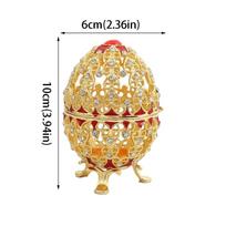 Enamel Color Jewelry Box Alloy Material Hollow Design Egg-Shaped Box Inlaid Gem Inlaid Diamond Storage Jar Earrings Storage