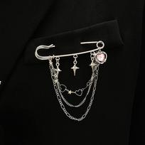 Metal Chain Chain Pendant Brooches Butterfly Design Detachable Tassel Chain Pin Retro Style Adjustable Collar Brooch