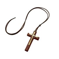 Handmade Wooden Cross Pendant Unisex Design Blessing Rope Choker Chain Cross Collar Rear View Mirror Charm Religious Accessories