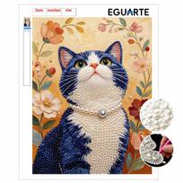 DIY Pearl Bead Art Canvas Cat Pattern Frameless Creative Craft Painting Kit for Relaxing Home Wall Decoration 30x40cm