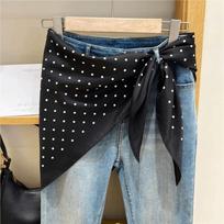 Stacked Wear Polka Dot Triangle Scarf Waist Tie Triangular Shape Versatile Decorative Headscarf Waist Tying Scarf One Size