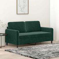 Vidaxl Sofa 2-Osobowa, Ciemnozielona, 140 Cm, Tapicerowana Aksamitem