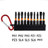 10pcs Impact Resistant Magnetic Screwdriver Bit Set Screw Driver Extension Adapter  Home Repair cross  flathead
