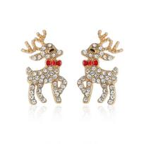 Luxury Full Rhinestone Elk Dangle Earrings for Women Asymmetric Snowflake Deer Drop Earring Christmas Holiday Festival Jewelry