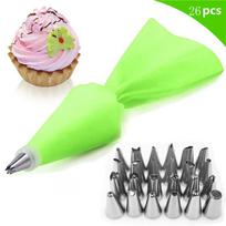 8/26pcs/set Silicone Pastry Bag Tips Kitchen Cake Icing Piping Cream Cake Decorating Tools Reusable Pastry Bags+24 Nozzle Set 26PCS2