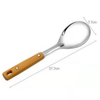 Kitchen Tool Wood Grain Handle Stainless Steel Pot Spatula Soup Heat Insulation Frying Spatula Colander Insulated Kitchenware 5