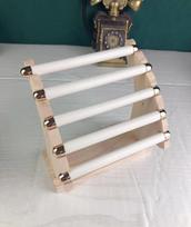 Rubber Wood 5-Layer Ring Display Stand for Jewelry Presentation and Photography