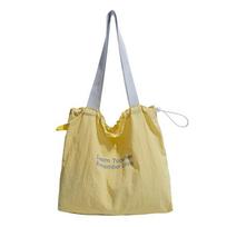 Letter Drawstring Tote Bag Large Capacity Shopping Handbag Women Purse Shoulder Bucket Bag  Outdoor