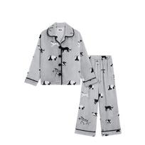 Unisex Panda Flannel Pajama Set (Black & White Friends) L