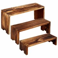 3Pcs Wood Display Stand Rectangle Wooden Riser Display Shelf Organizer Dessert Figurines Perfume Jewelry Ladder Organizer Shelf