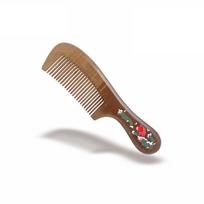 3D Embossed Camphor Wood Comb Gift Set with Painted Floral Pattern and Logo Engraving