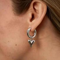 Punk Peach Heart Pendant Earrings for Women Silver Color Simple Fashion Geometric Circular Ear Buckle New Trendy Jewelry Gift Silver