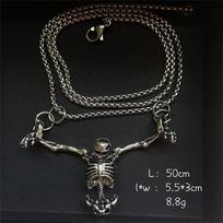 Punk Skull Necklace Captivity Skull Pendant Bicycle Rock Jewelry Gift For Men And Women Zinc No Gems 50cm