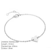 eManco Simple Name Initial Stainless Steel Bracelets for Women Heart Charm Bracelet Friendship Bracelet Jewellery