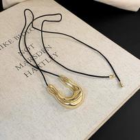 New U-shaped Metal Necklace for Women Long Rope Sweater Chain Accessories Black Rope chain Fashion Jewelry Gifts