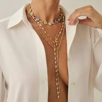 IngeSight.Z 4Pcs/set Exquisite Rhinestone Imitation Pearl Chain Necklace Women Creative Jesus Cross Pendant Choker Y2K Jewelry