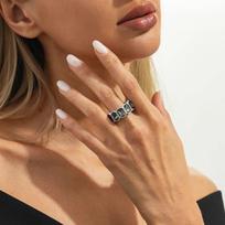 IngeSight.Z 2026 New Square Grey Crystal Open Rings Women Trendy Adjustable Finger Rings Couple Charm Jewelry Accessories Gifts