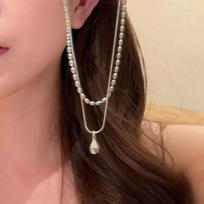 Water Drop Pendant Necklace for Women Double Collar Chain Fashion Fine Jewelry Gifts Long Layered Necklace Jewelry Accessories