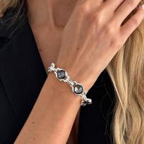 IngeSight.Z 2026 Trendy Exquisite Irregular Black Acrylic Rhinestone Bracelet Woman Metal Adjustable Hand Chain New Jewelry Gift
