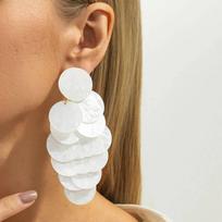 IngeSight.Z Elegant Simple Multilayer White Round Acrylic Pendent Earring Women Trendy Piercing Ear Accessory Aesthetics Jewelry