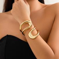 IngeSight.Z Punk Hollow Double Layer Opening Bracelet Exaggerated Big Spring Bracelet Women's African Tribal Bangle Jewelry Gift
