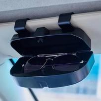 Multifunction Car Glasses Box Portable Car Sunglasses Holder Car Driving Glasses Holder Press Switch Eyeglass Case Sun Visor