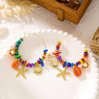 Colorful Rainbow Hoop Earrings for Women Tropical Beach Coastal Charm Dangle Summer Vacation Dopamine Statement Jewelry