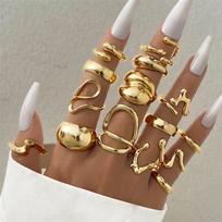 15Pcs Y2K Liquid Metal Irregular Rings Set for Women Silver Color Punk Grunge Goth Geometric Open Ring Kit Party Jewelry Gift