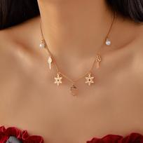 Classic Handmade Christmas Tree Snowman Cane Necklace for Women Trendy Golden Color Santa Snowflake Necklace Jewelry Accessories