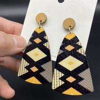 Colorful Flower Sun Earrings for Women Bohemian Printed Round Hollow Statement Wooden Earrings Female Vacation Party Jewelry