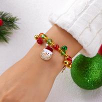 Simple Christmas Santa Tree Candy Snowman Bracelet Set for Women Shiny Gingerbread Man Bracelet Party Jewellery Accessories