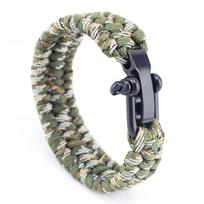 Outdoor Camping Paracord Survival Braided Rope Bracelet Men Black Stainless Steel Adjustable Clasp Pulsera Hombre 23cm