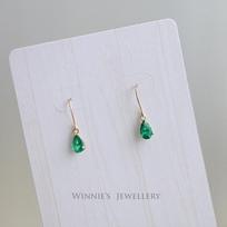 925 Sterling Silver Emerald Zircon Water Drop Earrings for Women Plated 14k Gold Retro Original Jewelry aretes de mujer