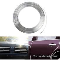 6M Car Door Chrome Moulding Edge Scratch Protection Strip Bumper Anti-collision Strip DIY Silver PVC Molding Decorative Strip China Mainland