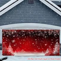 2D Red Winter Snowflake Backdrop Garage Door Cover for Christmas 47.2x31.5inch/120*80cm