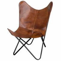 Rankų darbo namų dekoro baldai Relax Arm Chair Vintage Leather Butterfly kėdė 36x24x29 ruda