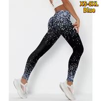 Moteriškos mėlynos spalvos žvaigždės raštai Stretch Yoga antblauzdžiai Fitnesas Bėgimas Gym Sportinės Aktyvios Kelnės XS