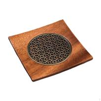 Elegant Walnut Wood Tea Coaster Set for Home And Office Use Circular