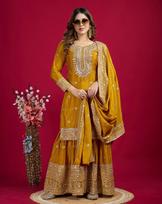 Women Bollywood Pakistani Sharara Salwar Suit Indian Designer Salwar Kameez Set Dress M