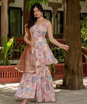 Indian Pakistani Party Wear Palazzo Salwar Suit Women Designer Ready to Wear Sharara Set Dress M
