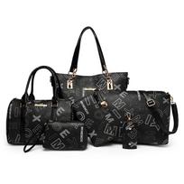 Women's bag, shoulder messenger bag, contrasting color splicing handbag, large-capacity child and mother bag, six-piece set