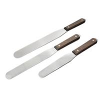 Stainless Steel Ink Adjusting Knife wIth Wood Handle Solder Paste Mixing Knife Screen Printing Scraper Tool Accessories