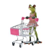 Funny Resins Frogs Figurine with Shopping Cart Handcrafted Decors Ornament For Living Room Study Shelf Garden Decoration 1