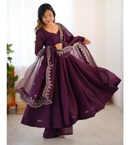 Indų Dizainerės Šventinis Salwar Kostiumas Suknelės Rinkinys Moterims Bollywood Anarkali Etninė Suknelė M violetinė