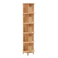 Rotating Bookshelf 360 Degree Display Floor Standing Bookcase Storage Rack Book Display Stand w/ 5 Tiers, Wood Book Shelf