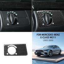 For Mercedes W211 Benz E-Class 2003-2009  Carbon Fiber Car Headlight Switch Button Sticker Frame Trim Cover Auto Assesories