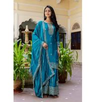 Indų Dizainerio Šventinis Salwar Kostiumas Palazzo Rinkinys Moterims Bollywood Chinon Šilko Salwar Kameez M