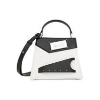 Maison Margiela Snatch Silver Logo Plaque Calfskin Shoulder Crossbody Tote Bag Small Women handbags Black White S56WG0168P5787HA202 Basic Set (Bag+Dust Bag)