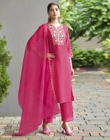 Women Cotton Blend Kurta Pant Dupatta Set Indian Designer Party Wear Kurti Salwar Suit S
